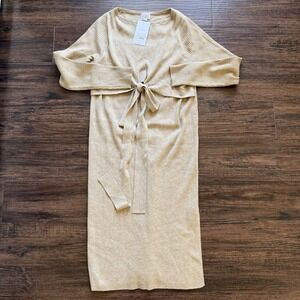 Isabel Maternity by Ingrid & Isabel Ribbed Knit Midi Dress Tie Waist Size Medium